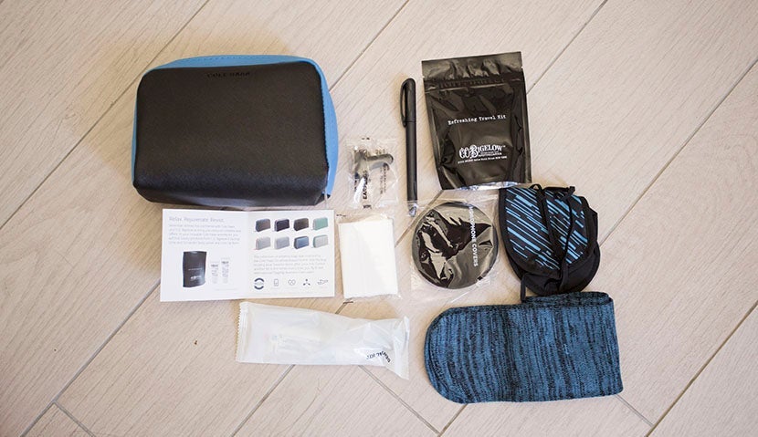 I received the Cole Haan-designed amenity kit on a later business-class flight to Rome.