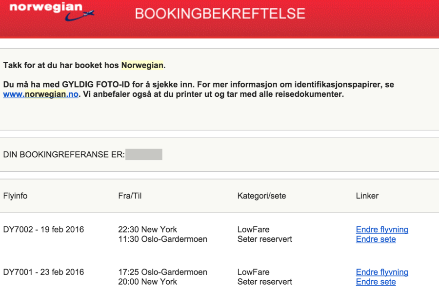 A very Norwegian confirmation email.