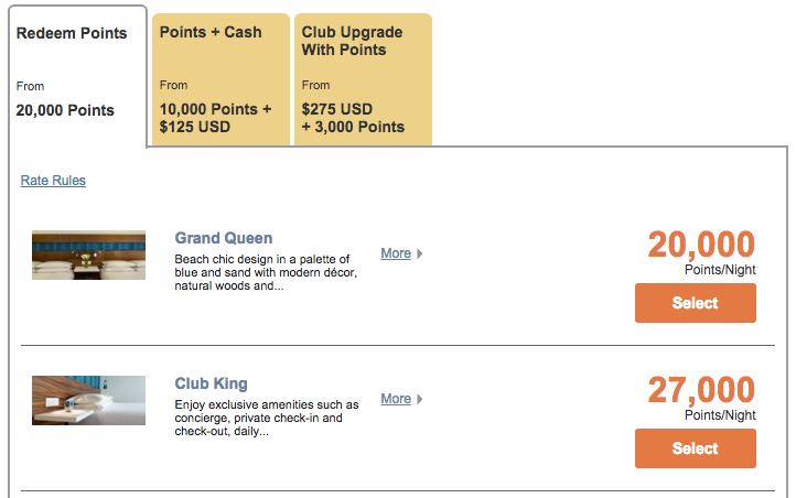 Award rooms and Points + Cash rooms are readily available at this property.