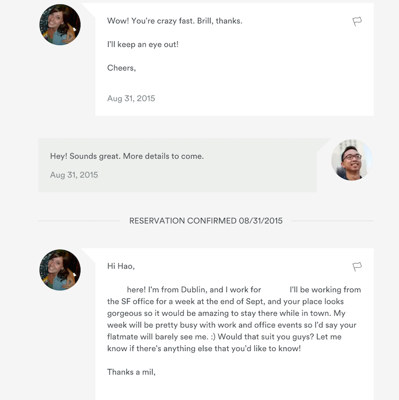 Use in-app messaging to get real-time responses from your host.