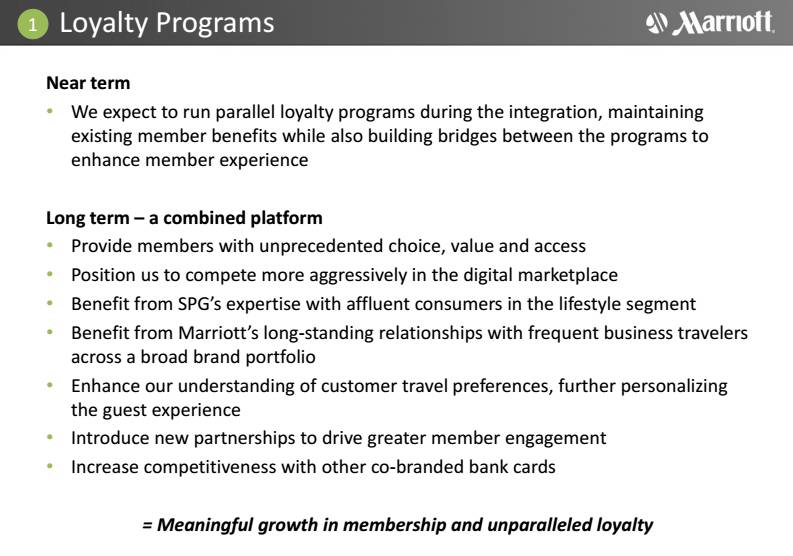 An Anbang acquisition would allow SPG to remain an independent program. Above, what Marriott plans to do with SPG if its merger goes through.