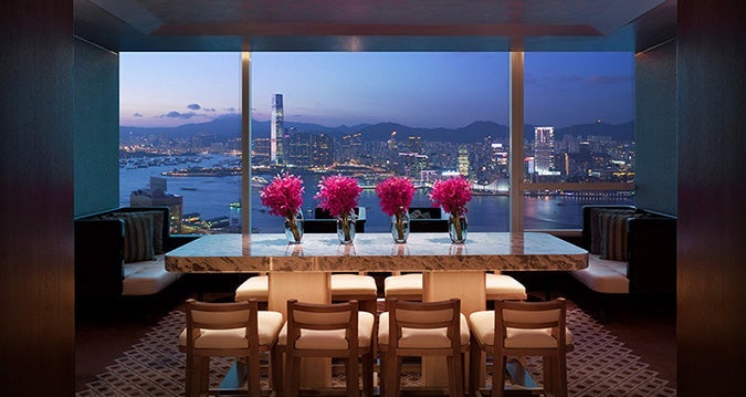A dining area at the Conrad Hong Kong.
