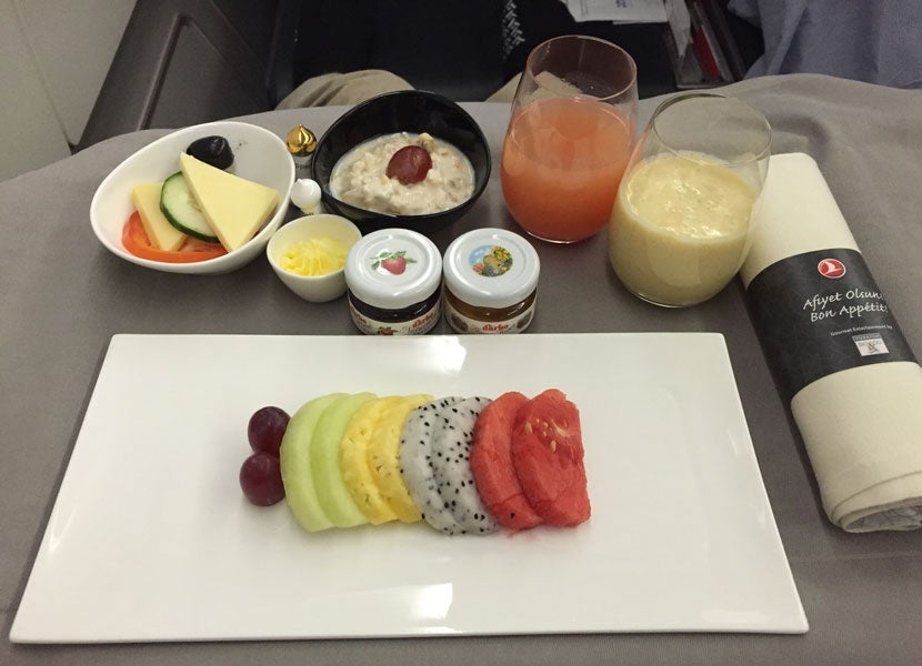 The starter tray served before landing on the SIN-IST leg.