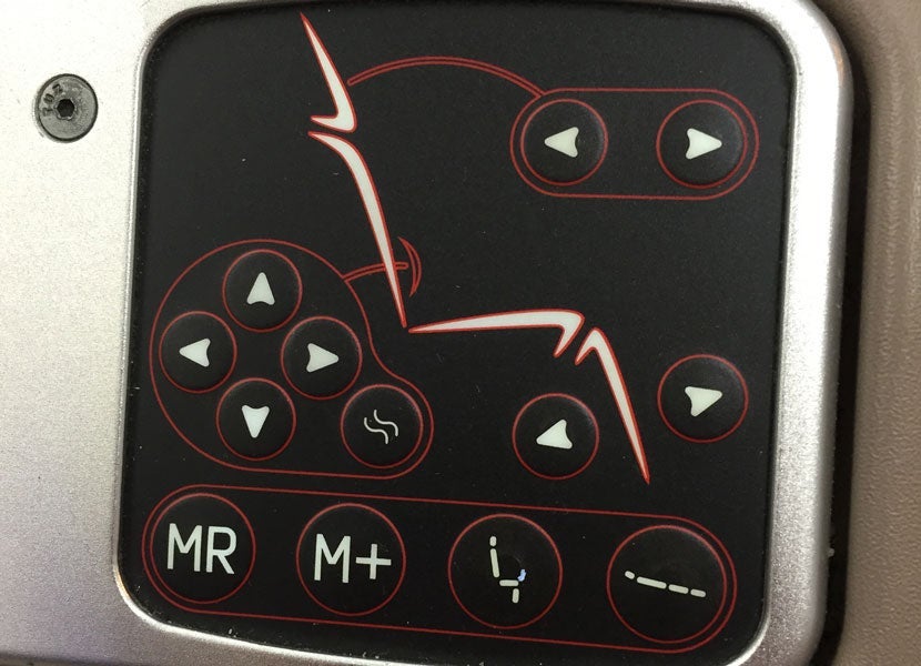 Controls for the lie-flat seat.