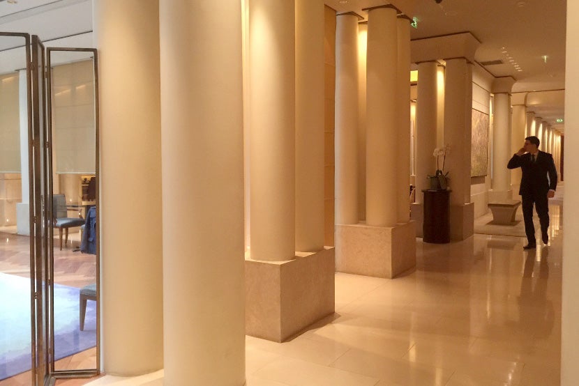 A view of the lobby near the elevators.