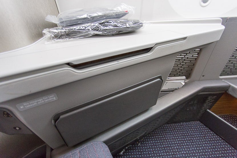 An under-appreciated feature of the seat: a special pocket for your passport and immigration documents that you'll need when deplaning.