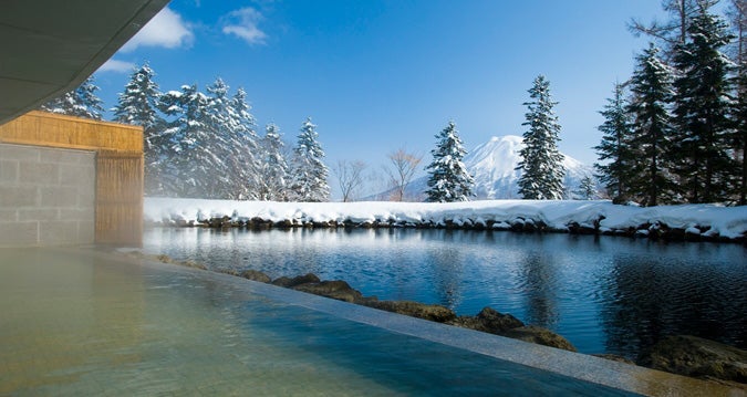 The onsen at Hilton Niseko Village.