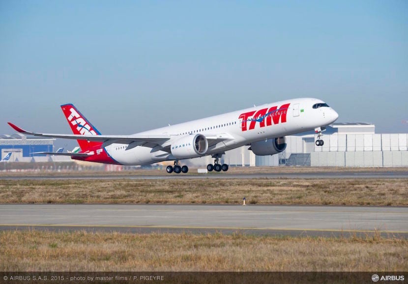 TAM will be putting its A350s into service from Sao Paulo to Miami and Madrid. Image courtesy of Airbus.