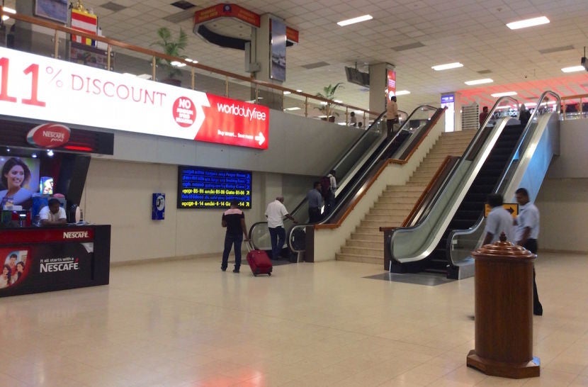 Heading upstairs post-security.