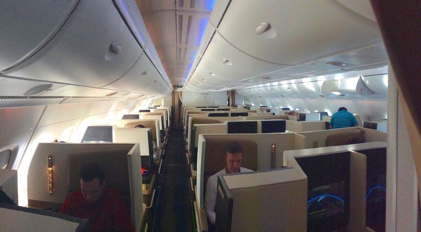 The back business-class cabin.