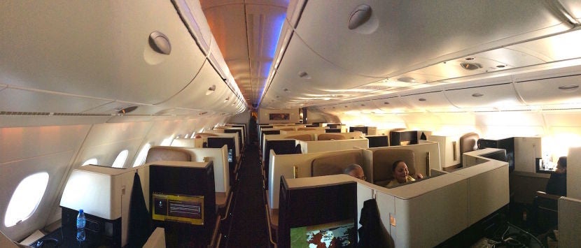 A shot of the front business-class cabin before we landed the next morning.