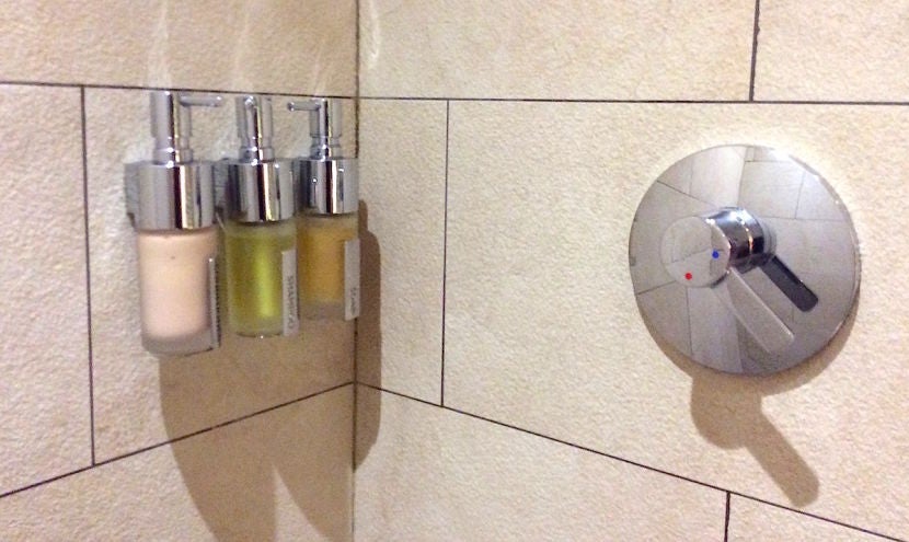 Inside the little shower.
