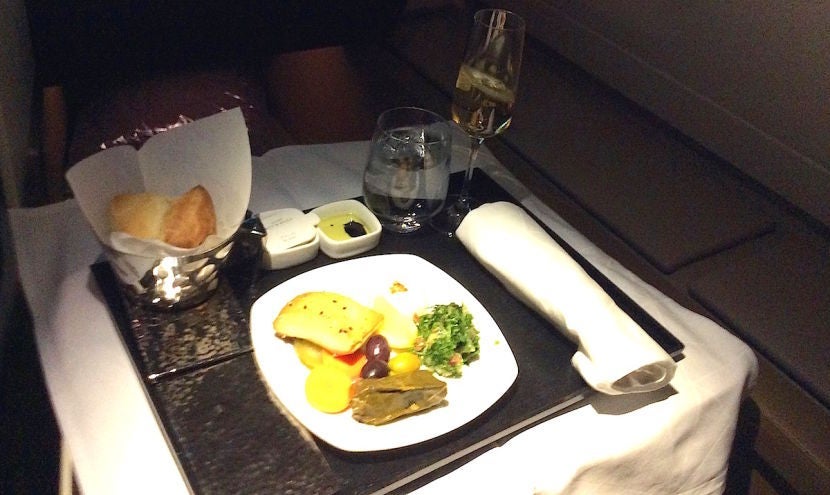 I started with the mezze platter, which was fine, but not as nice as Qatar Airways'.