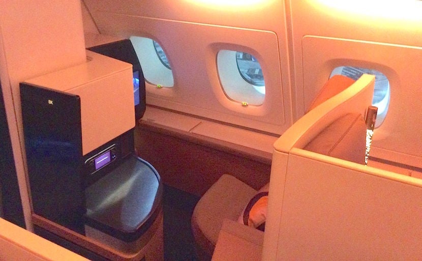 One of the front-facing side seats.