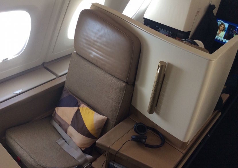 Getting my seat back to upright position for landing.