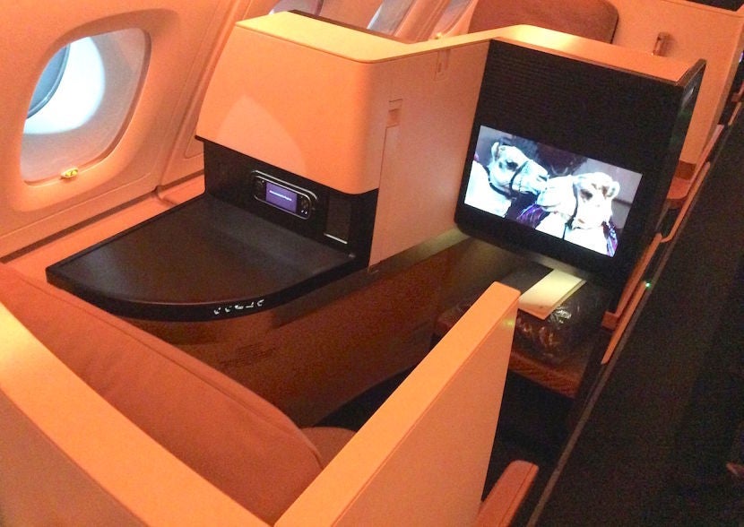 A rear-facing side seat.