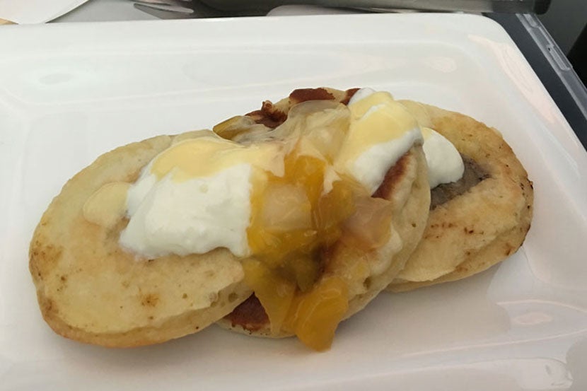 I thoroughly enjoyed the banana coconut hot cakes we had for breakfast.
