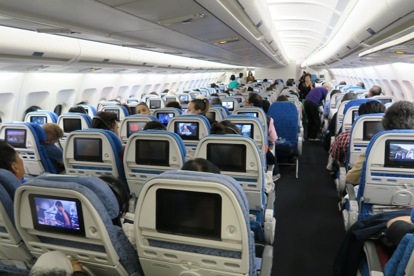 Most of the economy cabin is arranged 2-4-2 — except for the last few rows of economy, which are arranged 2-3-2.