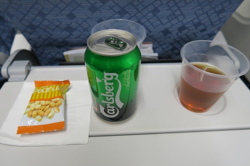 We chose from a rather-limited selection of drinks during the first drink service.