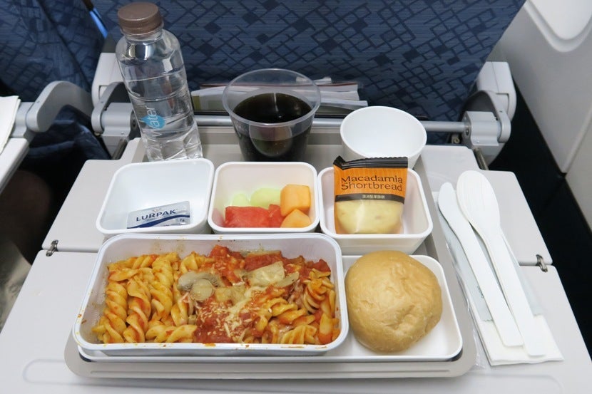 Katie's pasta meal was disappointingly bland.