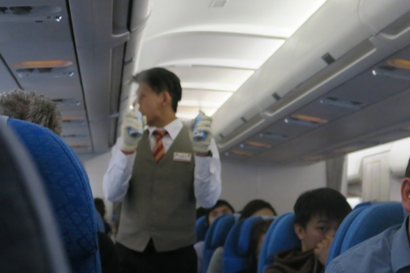 The cabin crew sprayed the cabin right before landing in KUL.