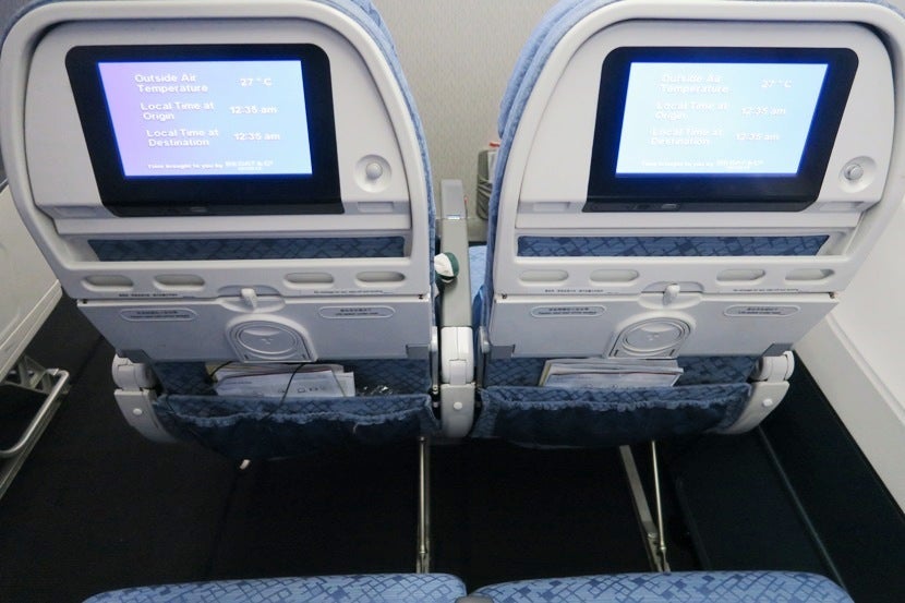 There's no entertainment box impeding legroom in these seats.
