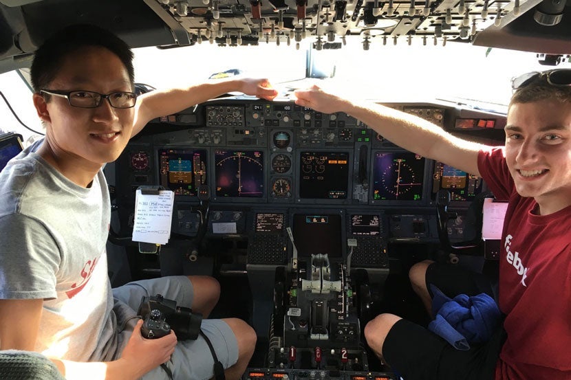 Visiting the cockpit.