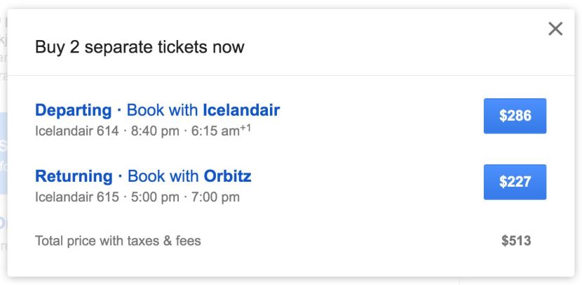 Google will provide links to both options and include the total price.