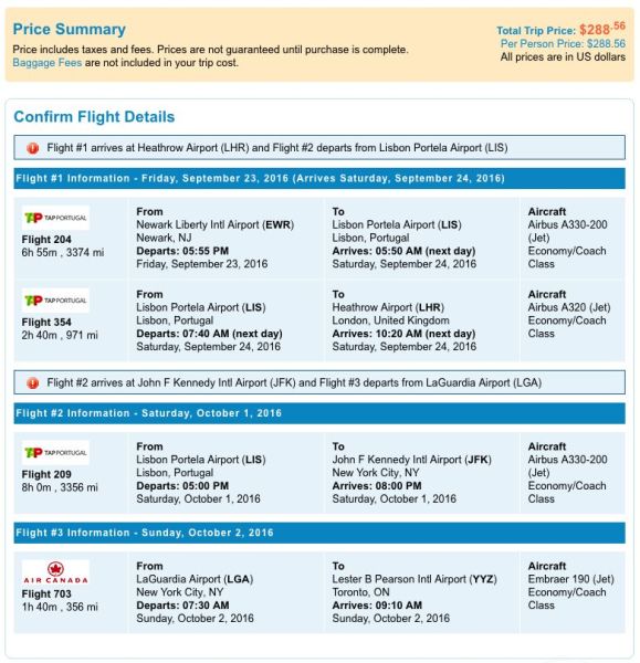 Newark (EWR) to London (LHR), Lisbon (LIS) to New York (JFK) for $289 on TAP Portugal.