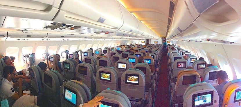 The back cabin from the rear of the plane.