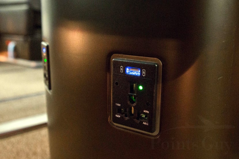 Each seat has a universal power outlet and USB charging.