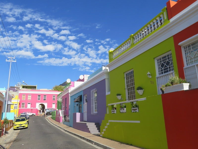 Bo-Kaap, not far from bustling Long Street, is by far the most colorful neighborhood for Cape Town photography.