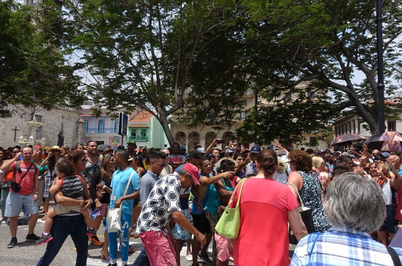 We walked single-file into the crowd awaiting our arrival at the Port of Havana, an incredible moment I'll never forget.