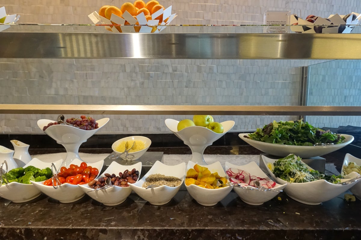 The extensive salad bar in the Centurion Lounge at LAS.