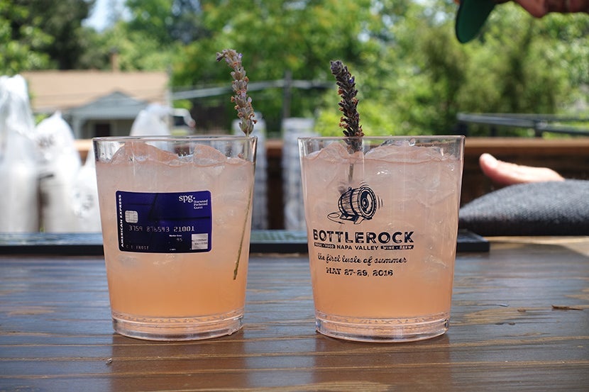 Starwood served refreshing drinks, including this one with lavender and sparkling wine.