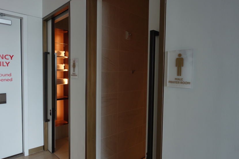 Separate male and female prayer rooms.