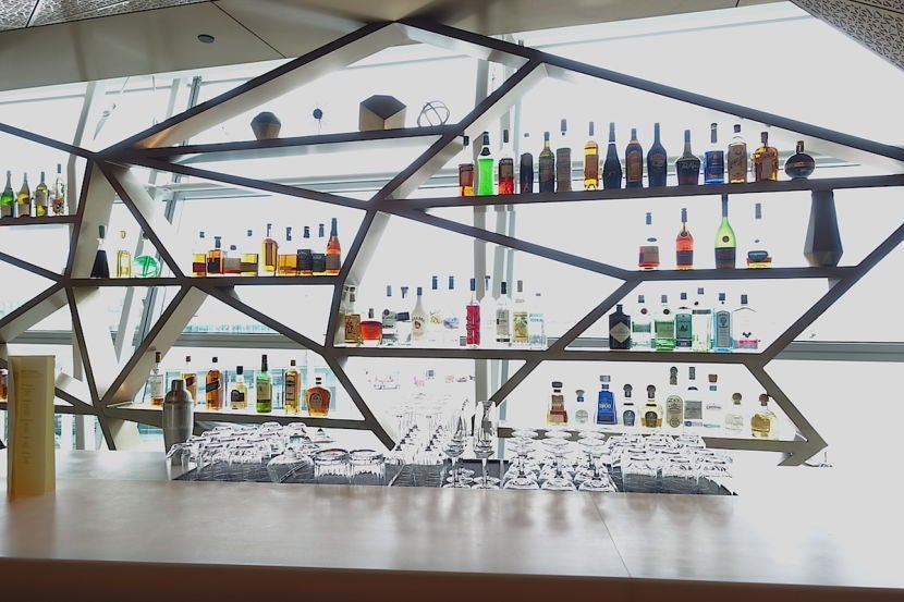 The bar was backlit by natural light from the tarmac.