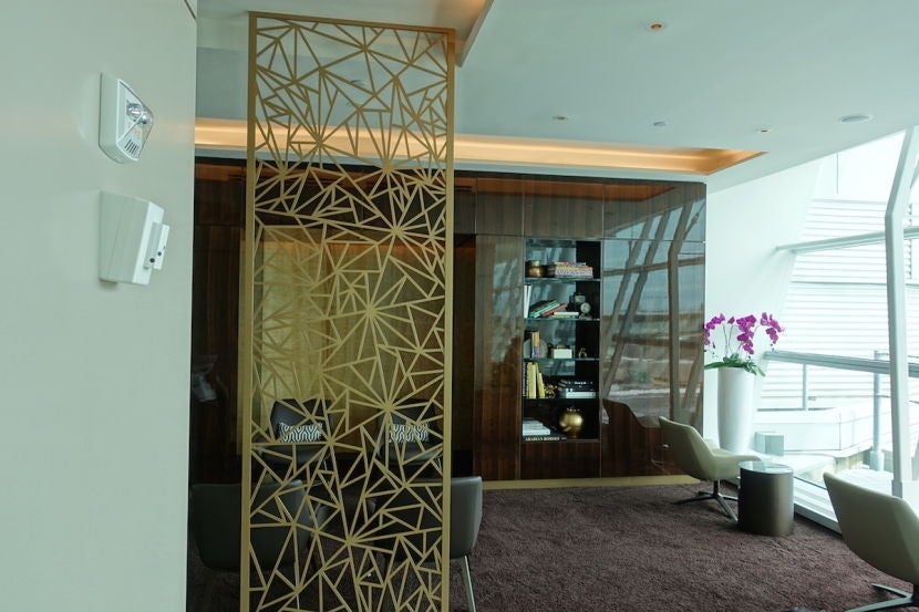 Finding a little quiet space at the back of the lounge.