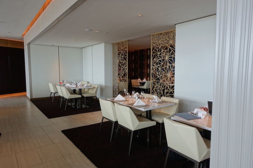 The more exposed dining area just inside the lounge entrance.