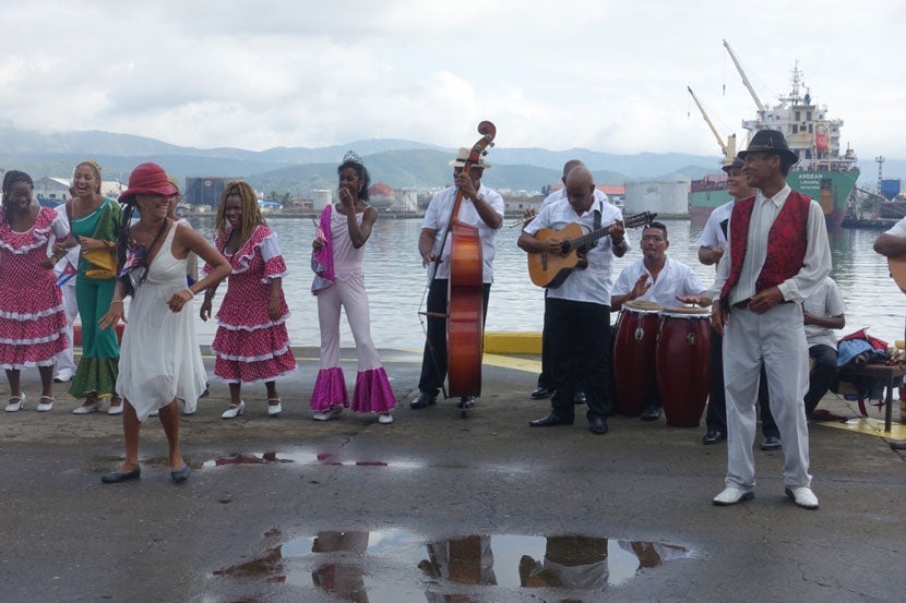 Cuban musicians and dancers greeted us at the port in Santiago de Cuba.