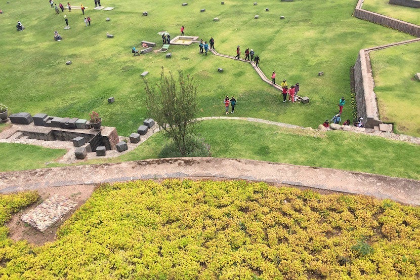 The vibrant grounds outside Qorikancha.