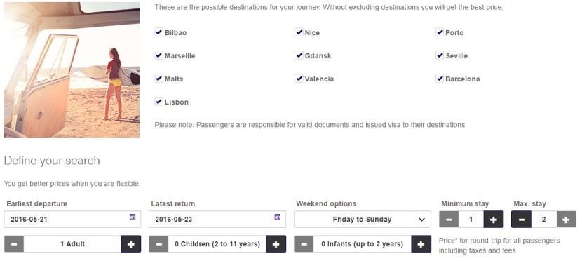 Lufthansa Surprise lets you select specific or a range of dates.