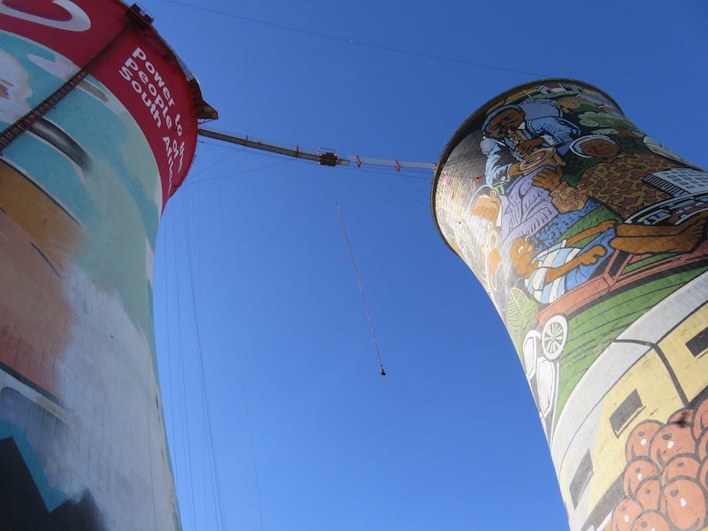 In Soweto, a township of Johannesburg, find new ways to make memories in South Africa…like bungee jumping from the Orlando Towers.