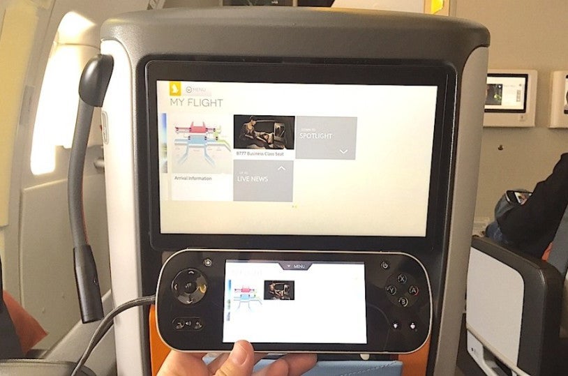 The in-flight entertainment in Singapore's Premium Economy cabin.