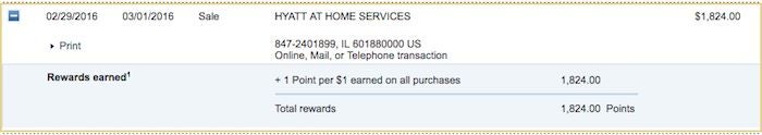 Hyatt At Home billed as a standard, non bonus category for any of my credit cards so I decided to earn almost 2,000 Ultimate Rewards.