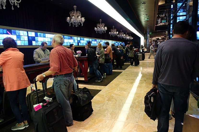 The line to check in on a Wednesday afternoon was pretty long.