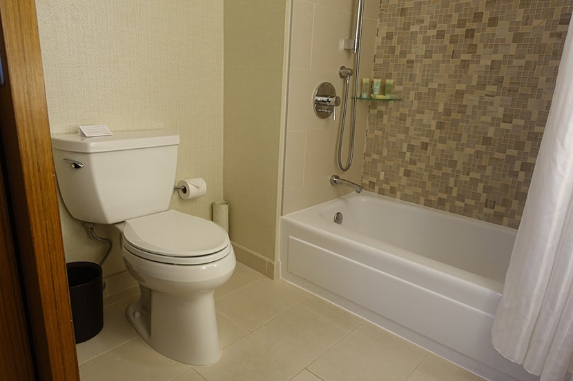 The first room had a faulty bathroom door.