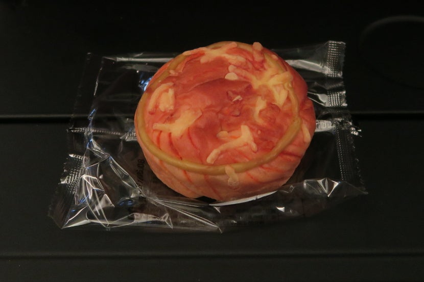 A cold cheesy roll was served mid-flight.