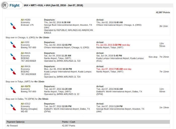 My round-trip cost me 42,997 Citi ThankYou points.