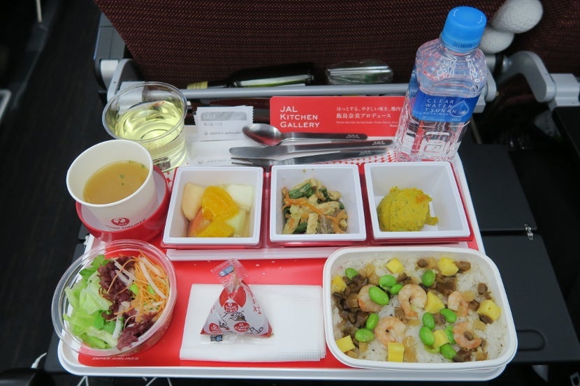 The seafood dinner entrée came with miso soup, salad and three sides.